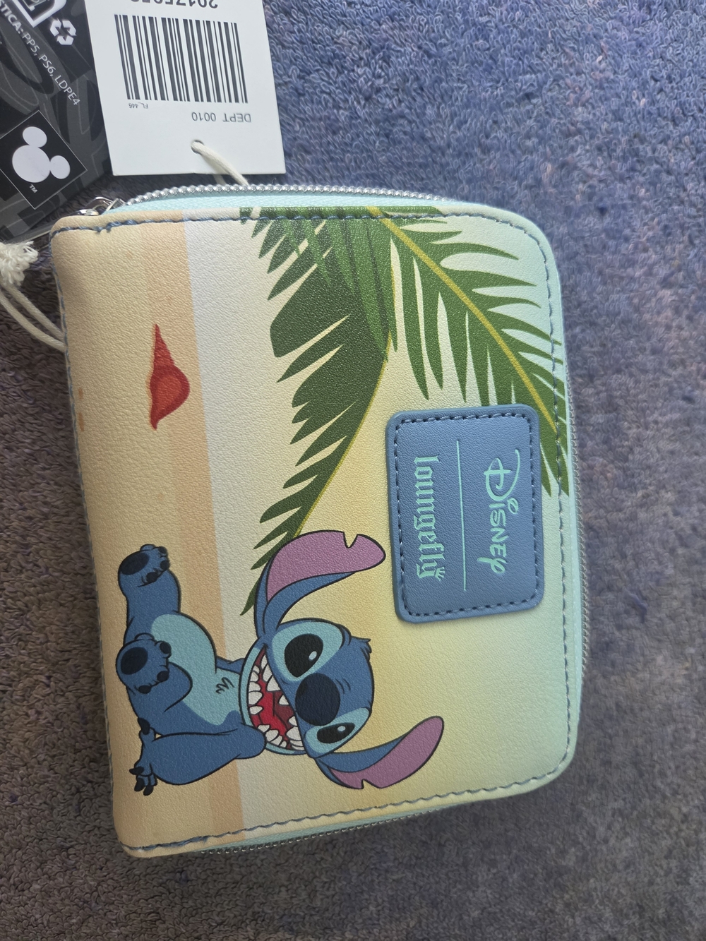 Disney Blue Stitch Tropical  Zip Wallet